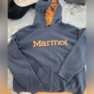 Marmot Blue and Orange Fleece Hoodie